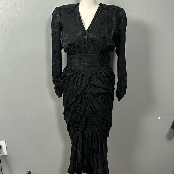 Vintage Silk Saint Romei A-Line Layered Midi Skirt V-Neck Dress size small - Picture 1 of 16